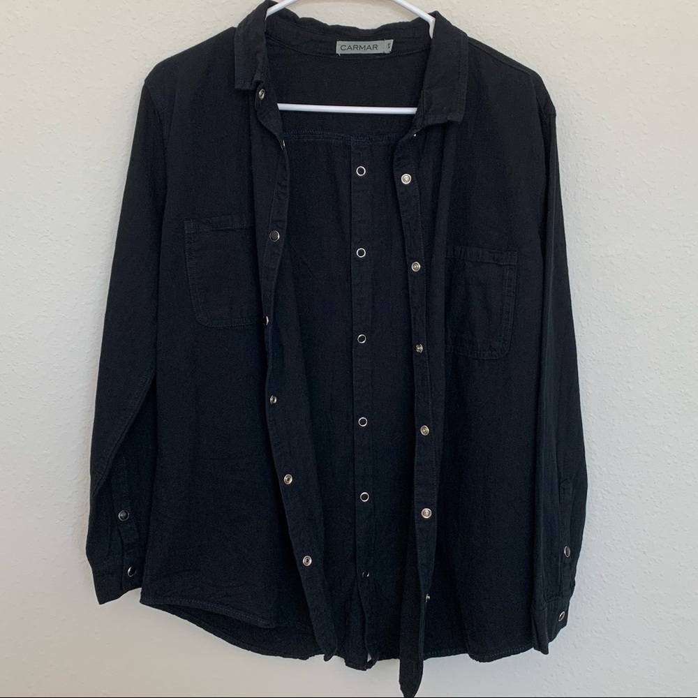 Carmar Denim Chambray Black Button down